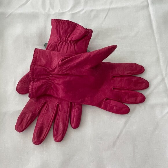 Genuine Leather Gloves Fuschia Size 7.5 - Picture 5 of 10